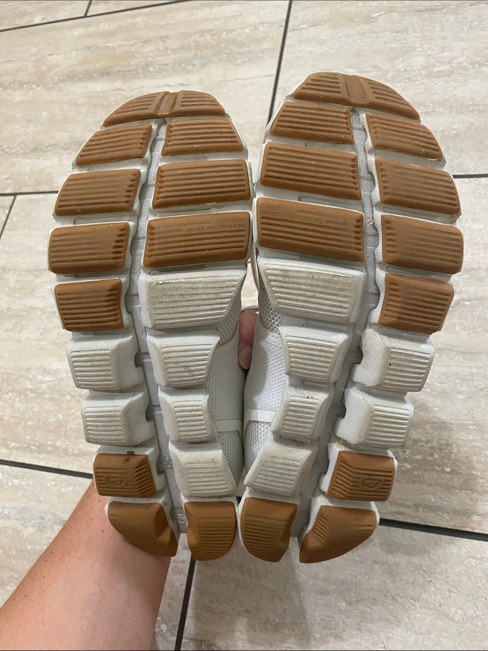 On Running Women's Athletic Shoes - White with Beige accents - Picture 8 of 11